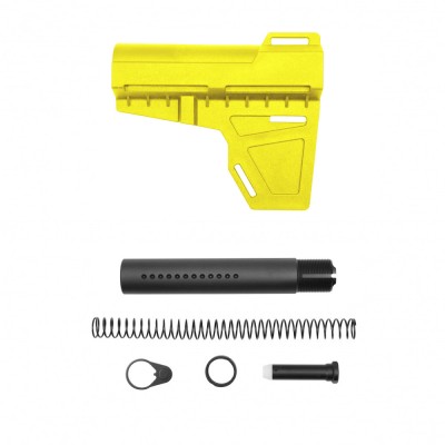 AR-15 Pistol Blade W/Complete Dimpled Pistol Buffer Tube Kit - Cerakote Lemon Zest - No Foam Pad