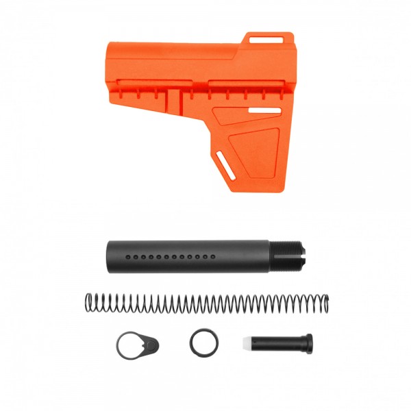 AR-15 Pistol Blade W/Complete Dimpled Pistol Buffer Tube Kit - Cerakote Hunter Orange - No Foam Pad