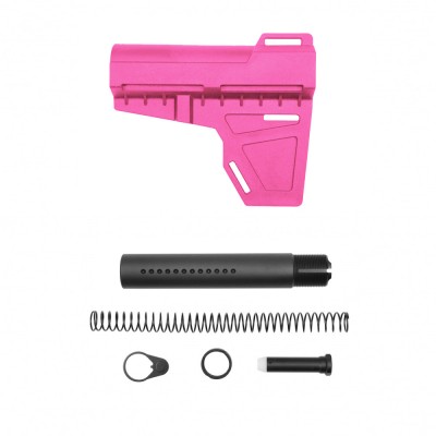 AR-15 Pistol Blade W/Complete Dimpled Pistol Buffer Tube Kit - Cerakote Pink - No Foam Pad