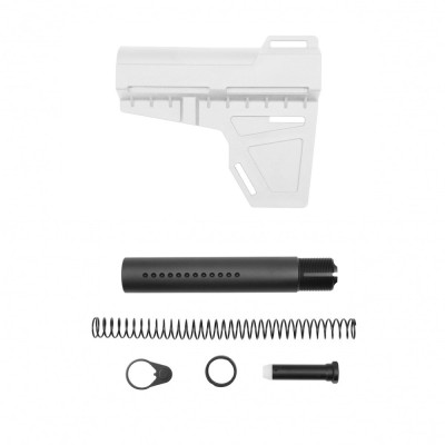 AR-15 Pistol Blade W/Complete Dimpled Pistol Buffer Tube Kit - Cerakote Bright White - No Foam Pad
