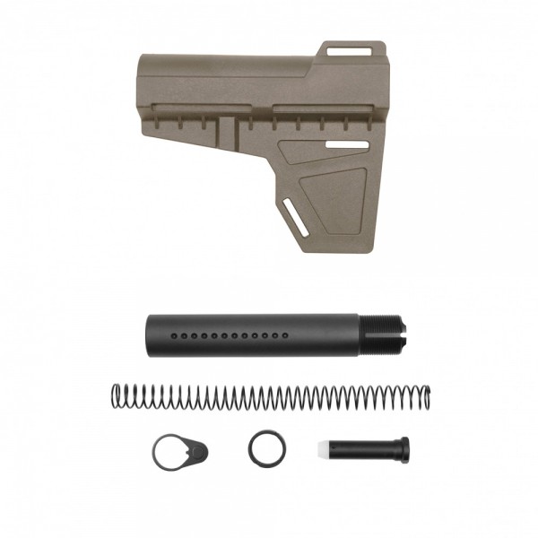 AR-15 Pistol Blade W/Complete Dimpled Pistol Buffer Tube Kit - Polymer Flat Dark Earth - No Foam Pad