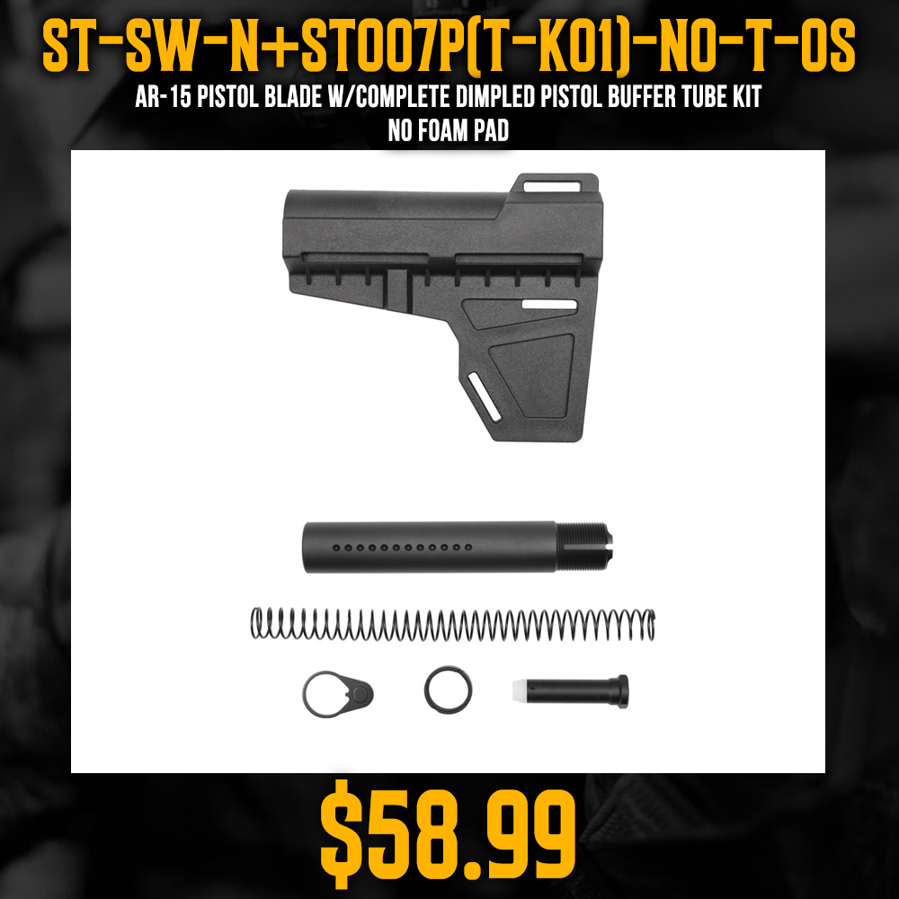 AR-15 Pistol Blade W/Complete Dimpled Pistol Buffer Tube Kit - No Foam Pad