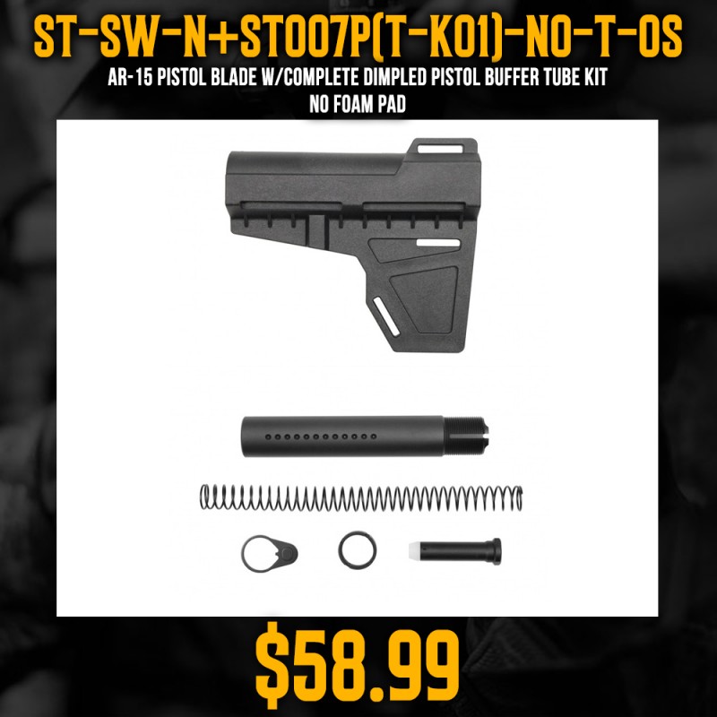 AR-15 Pistol Blade W/Complete Dimpled Pistol Buffer Tube Kit - No Foam Pad