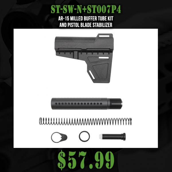 AR-15 Milled Buffer Tube Kit and Pistol Blade Stabilizer