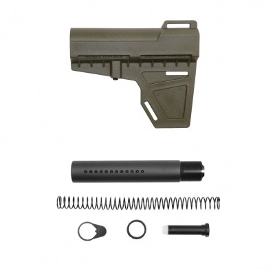 AR-15 Pistol Blade W/Complete Dimpled Pistol Buffer Tube Kit - Polymer OD Green - No Foam Pad