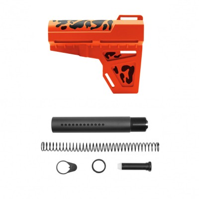 CERAKOTE CAMO ORG | AR-15 Pistol Blade W/Complete Dimpled Pistol Buffer Tube Kit - Base ORG - Pattern - BLK - No Foam Pad
