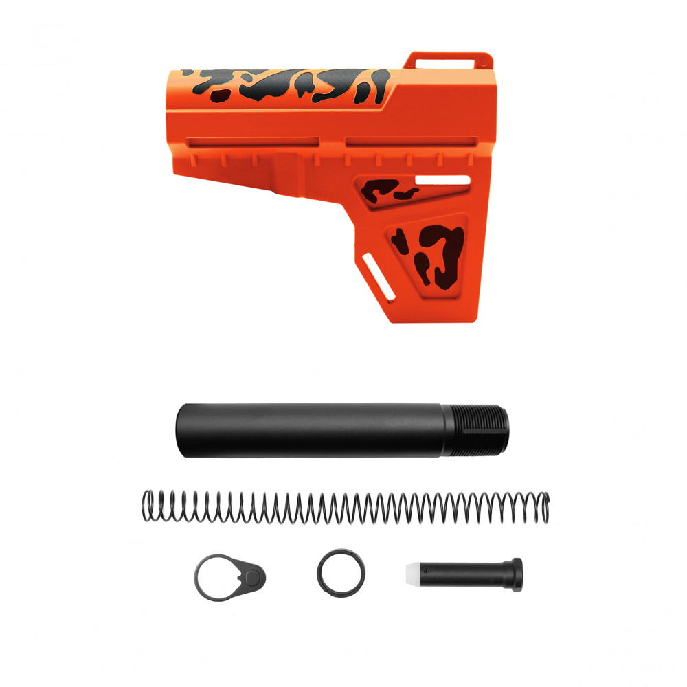 CERAKOTE CAMO | AR-15 Pistol Blade W/Complete Buffer Tube Kit | Black and Cerakote Hunter Orange - No Foam Pad