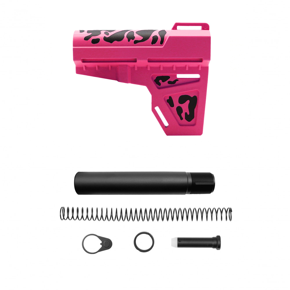 CERAKOTE CAMO | AR-15 Pistol Blade W/Complete Buffer Tube Kit | Black and Cerakote Pink - No Foam Pad