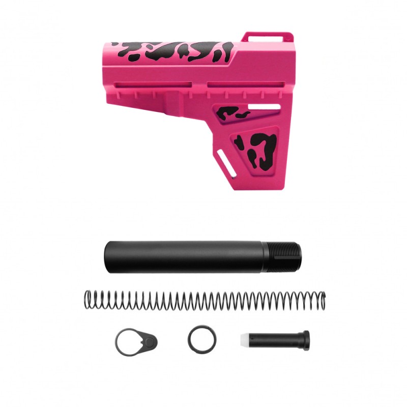 CERAKOTE CAMO | AR-15 Pistol Blade W/Complete Buffer Tube Kit | Black and Cerakote Pink - No Foam Pad