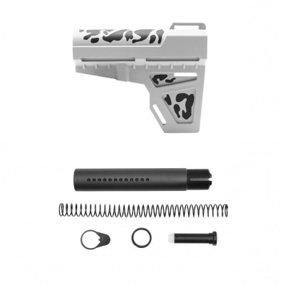 CERAKOTE CAMO WHI | AR-15 Pistol Blade W/Complete Dimpled Pistol Buffer Tube Kit - Base WHI - Pattern - BLK - No Foam Pad