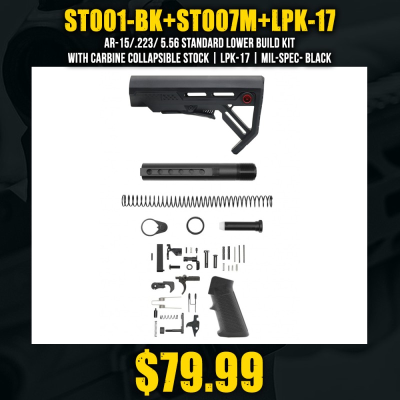 AR-15/.223/ 5.56 STANDARD LOWER BUILD KIT WITH CARBINE COLLAPSIBLE STOCK| LPK-17| MIL-SPEC- BLACK AR-15/.223/ 5.56 STANDARD LOWER BUILD KIT WITH CARBINE COLLAPSIBLE STOCK| LPK-17| MIL-SPEC- BLACK