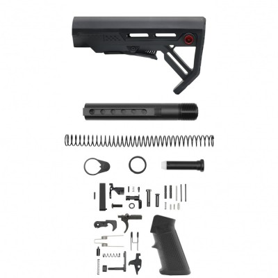 AR-15/.223/ 5.56 STANDARD LOWER BUILD KIT WITH CARBINE COLLAPSIBLE STOCK| LPK-17| MIL-SPEC- BLACK