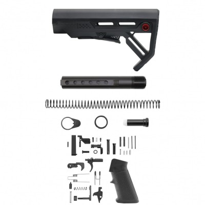 AR-10/ LR-308 STANDARD LOWER BUILD KIT W/ CARBINE COLLAPSIBLE STOCK| 3.5 oz| MIL-SPEC- BLACK