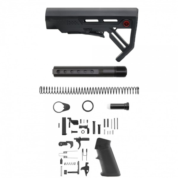 AR-10/ LR-308 STANDARD LOWER BUILD KIT W/ CARBINE COLLAPSIBLE STOCK| 3.5 oz| MIL-SPEC- BLACK