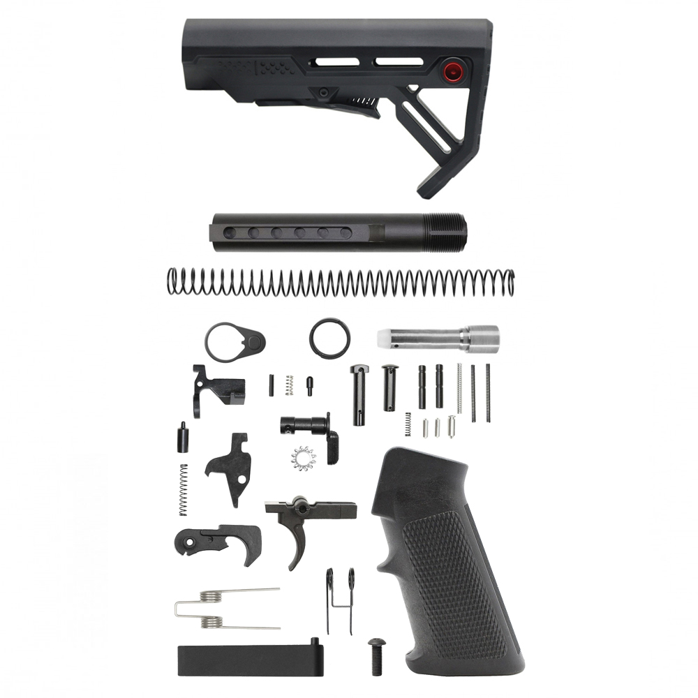 AR-9 STANDARD LOWER BUILD KIT W/ CARBINE COLLAPSIBLE STOCK| 7 oz| MIL-SPEC- BLACK AR-9 STANDARD LOWER BUILD KIT W/ CARBINE COLLAPSIBLE STOCK| 7 oz| MIL-SPEC- BLACK
