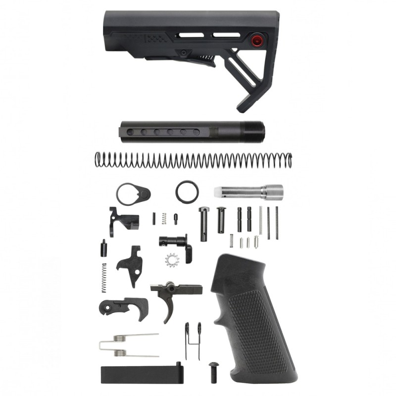 AR-9 STANDARD LOWER BUILD KIT W/ CARBINE COLLAPSIBLE STOCK| 7 oz| MIL-SPEC- BLACK AR-9 STANDARD LOWER BUILD KIT W/ CARBINE COLLAPSIBLE STOCK| 7 oz| MIL-SPEC- BLACK