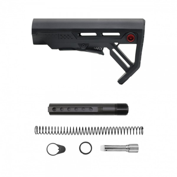 AR-9 CARBINE COLLAPSIBLE STOCK W/ 6-POSITION BUFFER TUBE KIT| 7 oz| MIL-SPEC- BLACK AR-9 CARBINE COLLAPSIBLE STOCK W/ 6-POSITION BUFFER TUBE KIT| 7 oz| MIL-SPEC- BLACK