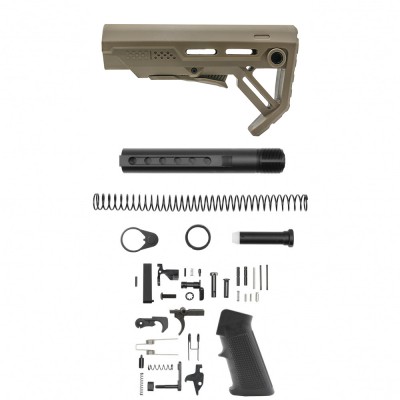 AR-15/.223/ 5.56 STANDARD LOWER BUILD KIT WITH CARBINE COLLAPSIBLE STOCK| LPK-17| MIL-SPEC- FDE
