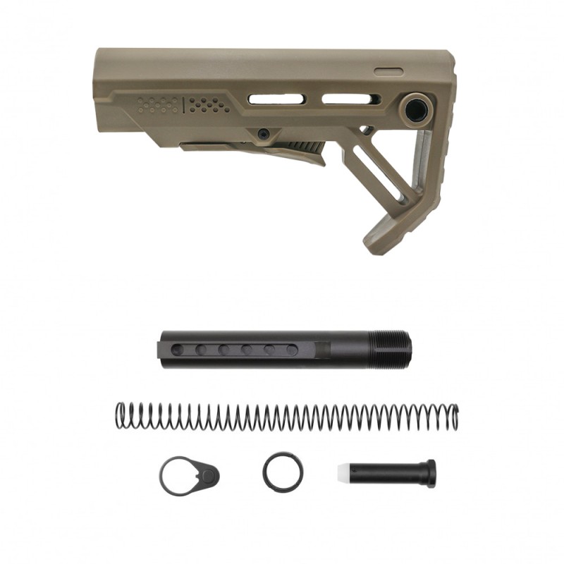AR-15/.223/ 5.56 CARBINE COLLAPSIBLE STOCK W/ 6-POSITION BUFFER TUBE KIT| MIL-SPEC- FDE
