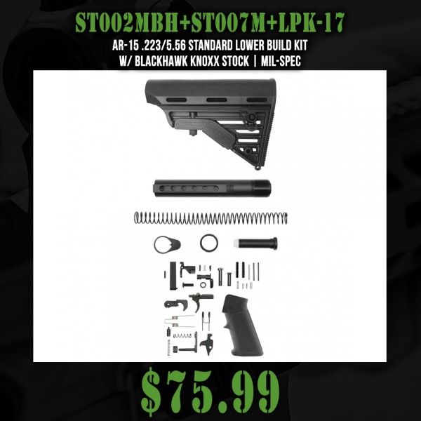 AR-15 .223/5.56 Standard Lower Build Kit W/ Blackhawk Knoxx Stock | Mil-Spec