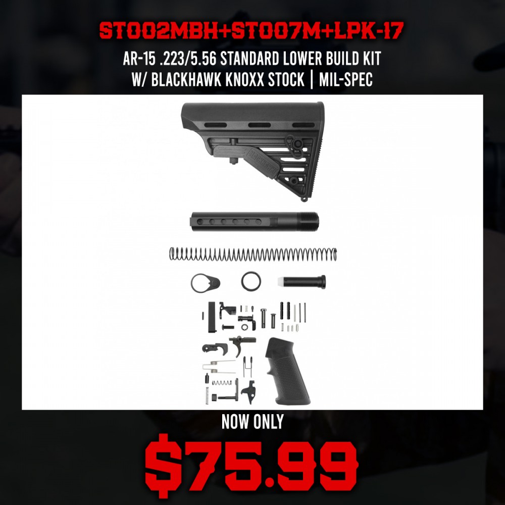 AR-15 .223/5.56 Standard Lower Build Kit W/ Blackhawk Knoxx Stock | Mil-Spec