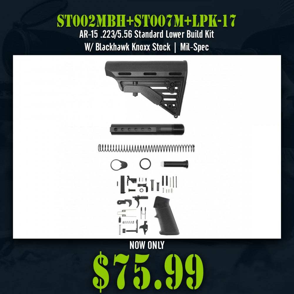 AR-15 .223/5.56 Standard Lower Build Kit W/ Blackhawk Knoxx Stock | Mil-Spec