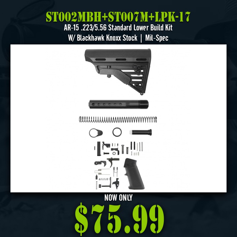 AR-15 .223/5.56 Standard Lower Build Kit W/ Blackhawk Knoxx Stock | Mil-Spec