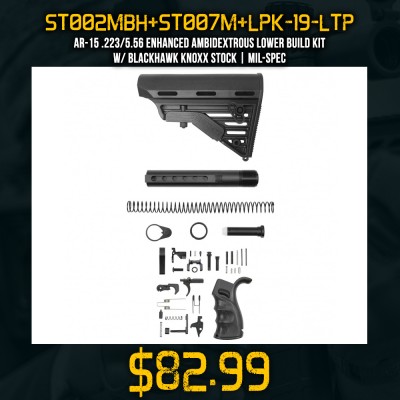 AR-15 .223/5.56 Enhanced Ambidextrous Lower Build Kit W/ Blackhawk Knoxx Stock | Mil-Spec