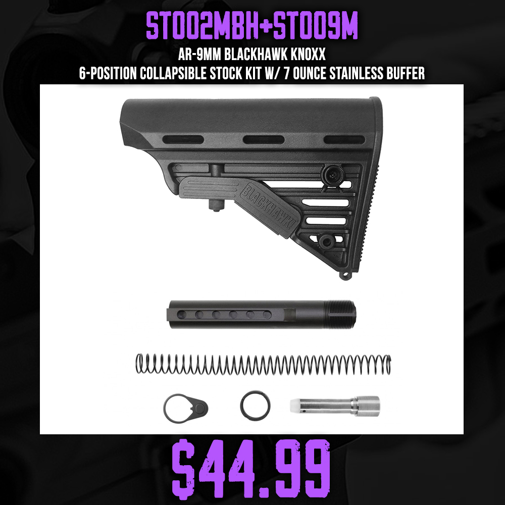 AR-9mm Blackhawk Knoxx 6-Position Collapsible Stock Kit w/ 7 Ounce Stainless Buffer