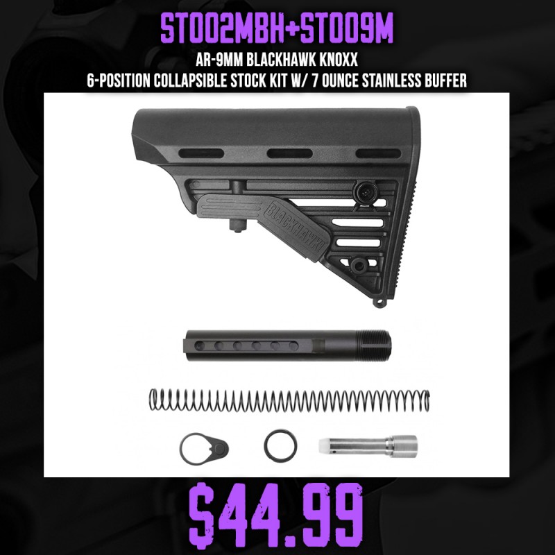 AR-9mm Blackhawk Knoxx 6-Position Collapsible Stock Kit w/ 7 Ounce Stainless Buffer