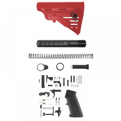 CERAKOTE RUBY RED | AR-15 Blackhawk Knoxx Buttstock and Complete Buffer Tube Kit W/ Lower Parts Kit Option | Mil-Spec