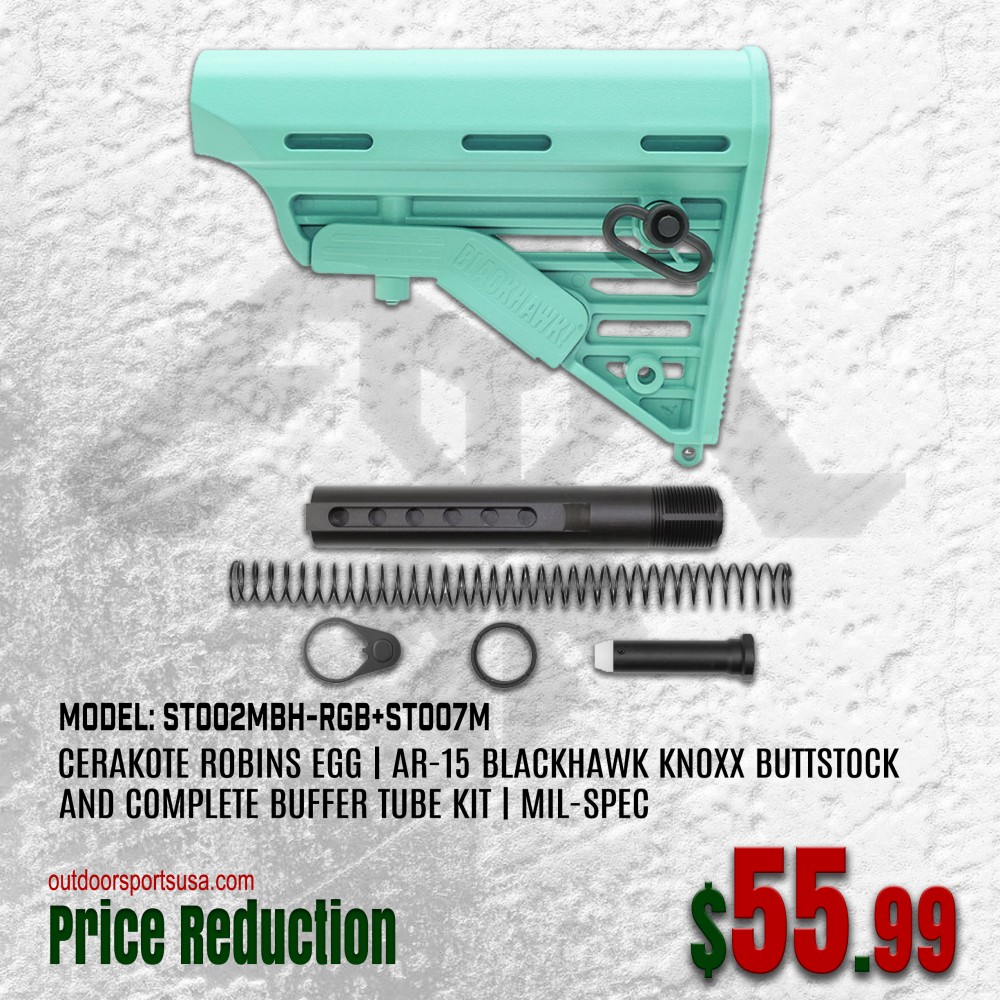 CERAKOTE Robins Egg | AR-15 Blackhawk Knoxx Buttstock and Complete Buffer Tube Kit | Mil-Spec