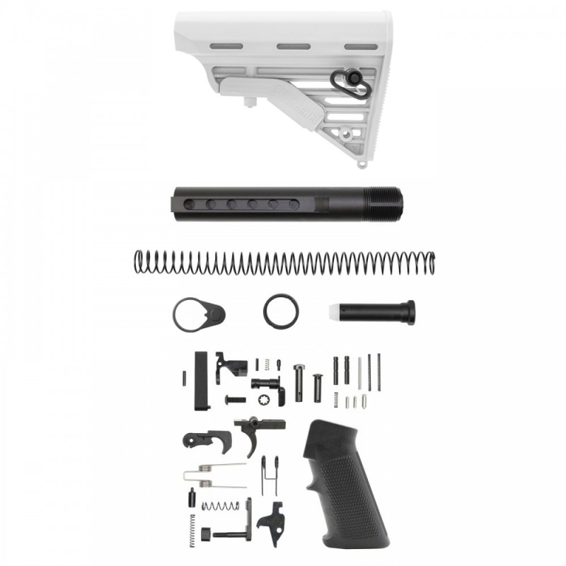 CERAKOTE BRIGHT WHITE | AR-15 Blackhawk Knoxx Buttstock and Complete Buffer Tube Kit W/ Lower Parts Kit Option | Mil-Spec