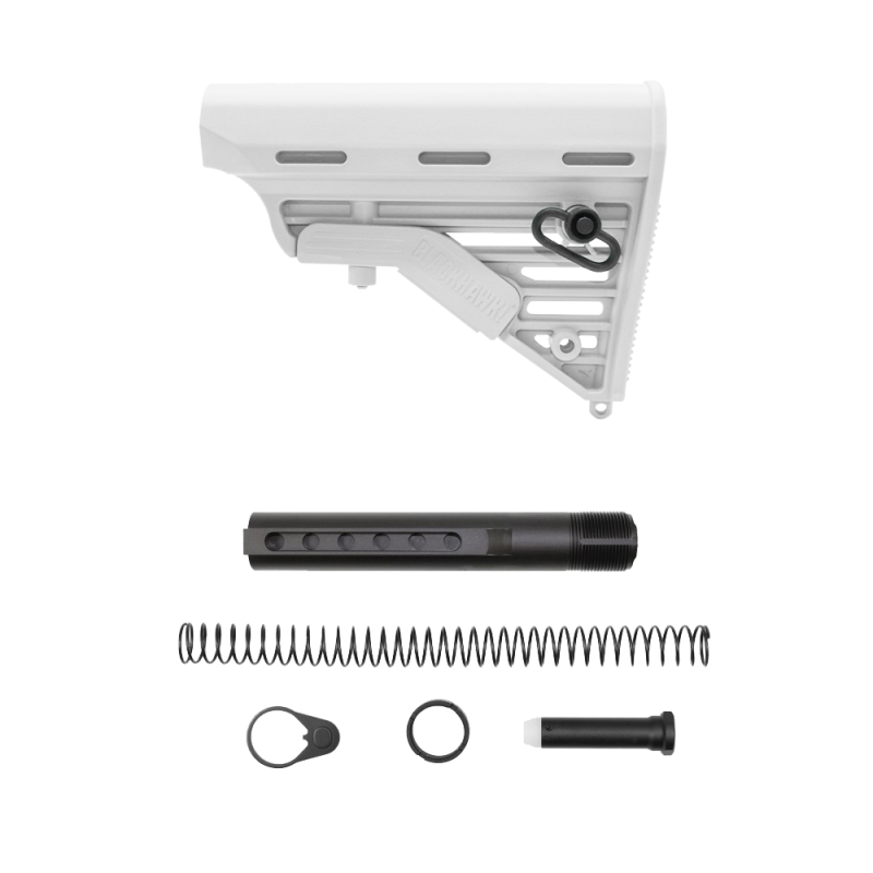 CERAKOTE BRIGHT WHITE | AR-15 Blackhawk Knoxx Buttstock and Complete Buffer Tube Kit | Mil-Spec