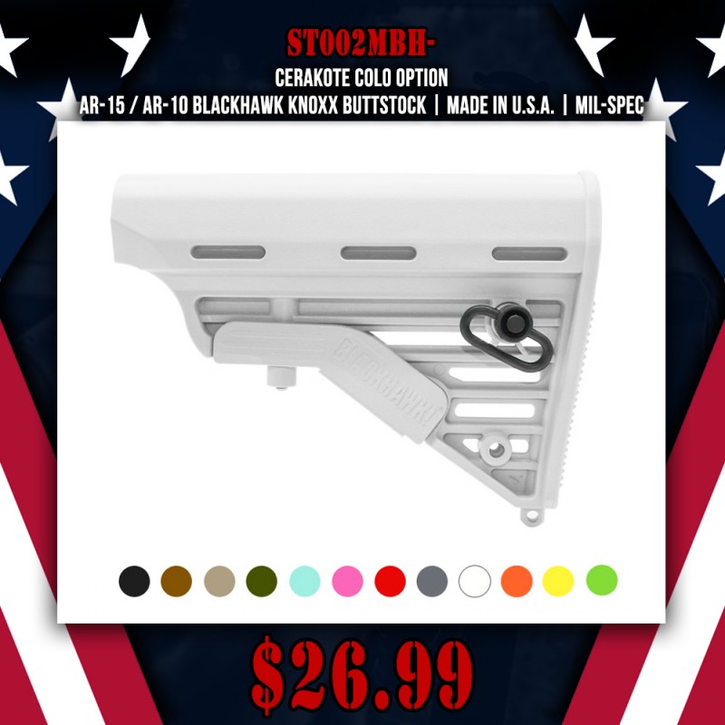 CERAKOTE COLO OPTION| AR-15 / AR-10 Blackhawk Knoxx Buttstock | Made In U.S.A. | Mil-Spec CERAKOTE COLO OPTION| AR-15 / AR-10 Blackhawk Knoxx Buttstock | Made In U.S.A. | Mil-Spec