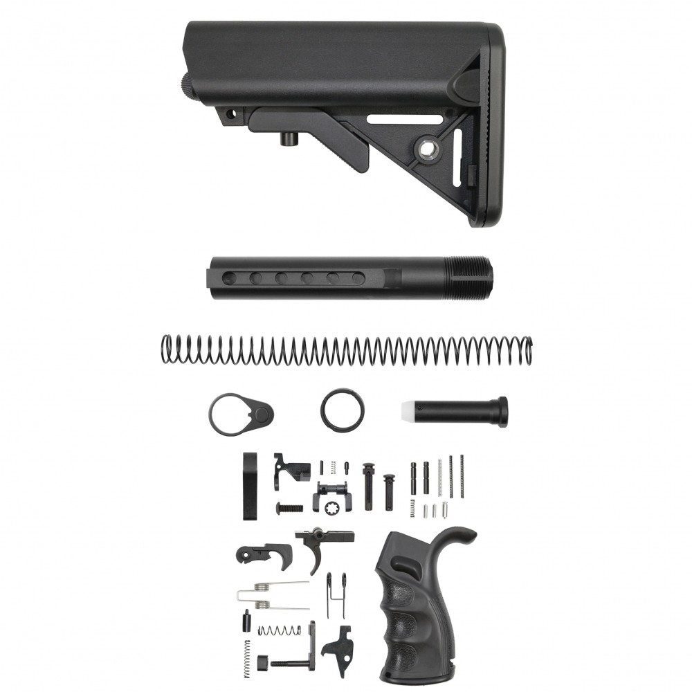 AR-15 .223/5.56 Enhanced Ambidextrous Lower Build Kit W/ SOPMOD Buttstock | Mil-Spec