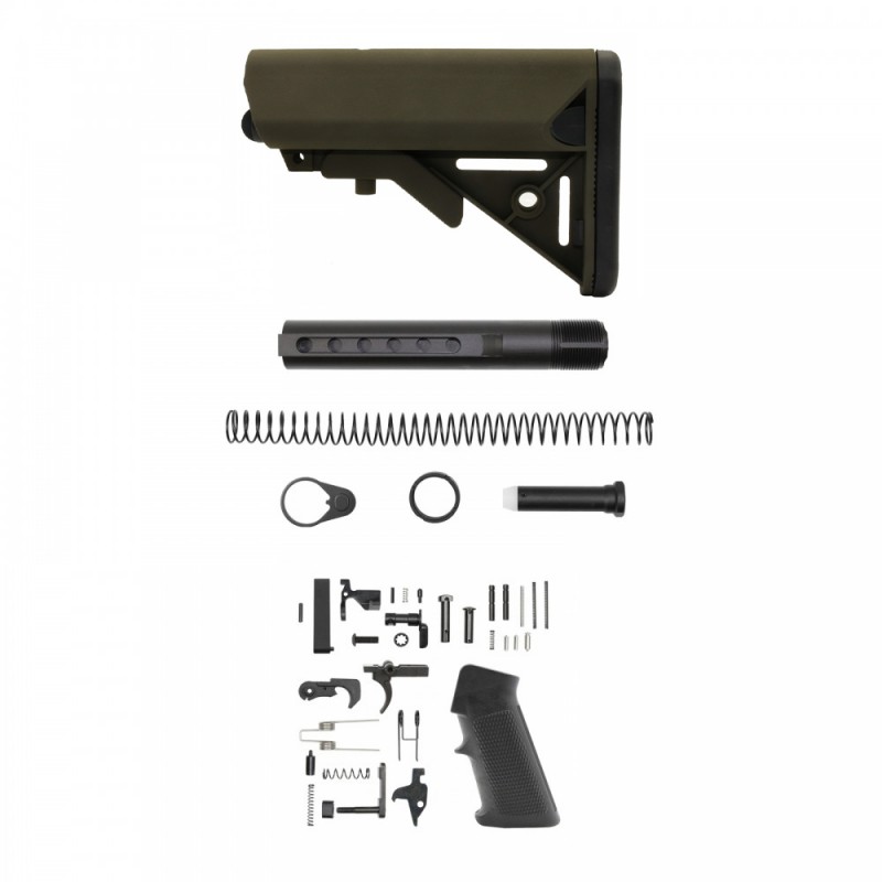 AR-15 .223/5.56 Standard Lower Build Kit W/ Cerakote ODG Sopmod Buttstock| Mil-Spec