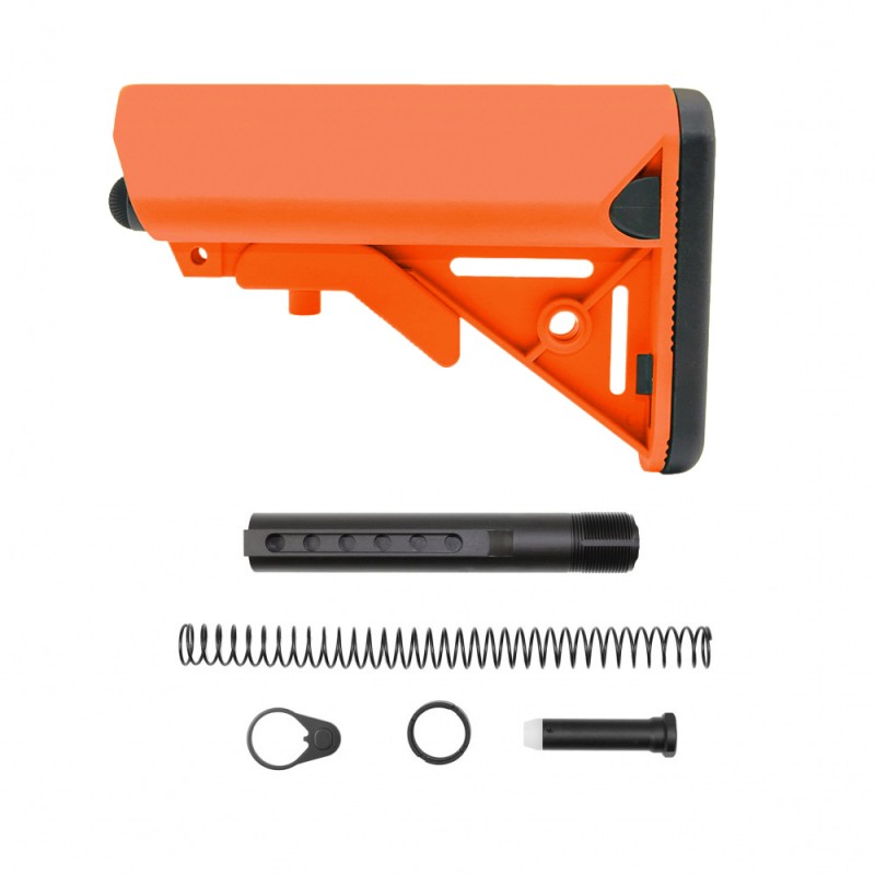 AR-15 Mil-Spec 6-Position Collapsible Buffer Tube Kit- SOPMOD Stock- Cerakote Hunter Orange