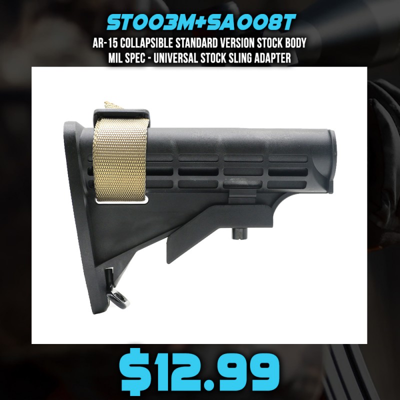 AR-15 Collapsible Standard Version Stock Body-Mil Spec - Universal Stock Sling Adapter AR-15 Collapsible Standard Version Stock Body-Mil Spec - Universal Stock Sling Adapter