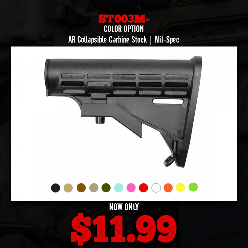 COLOR OPTION| AR Collapsible Carbine Stock | Mil-Spec