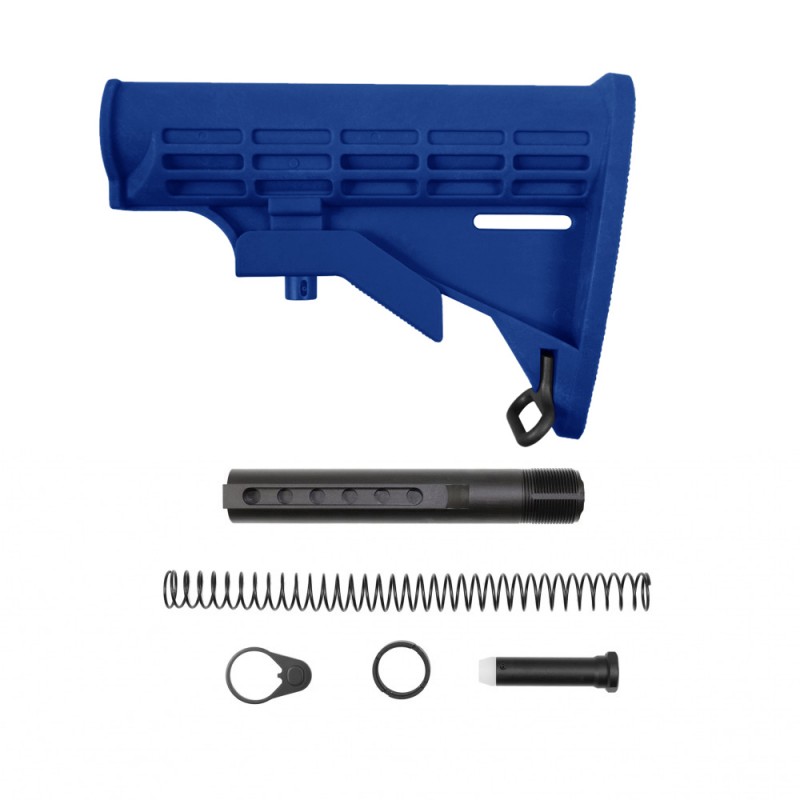AR-15 .223/5.56 Collapsible Carbine Stock-Cerakote Blue Flame | W/ 6-Position Buffer Tube Kit | Mil-Spec