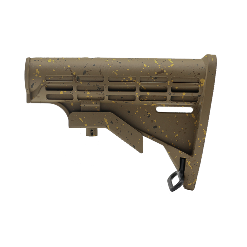 CERAKOTE SPLATTER| AR-15 Collapsible Standard Version Stock Body-Mil Spe-BASE FDE- PATTERN-BBR-ODG-GOLD- MADE IN U.S.A