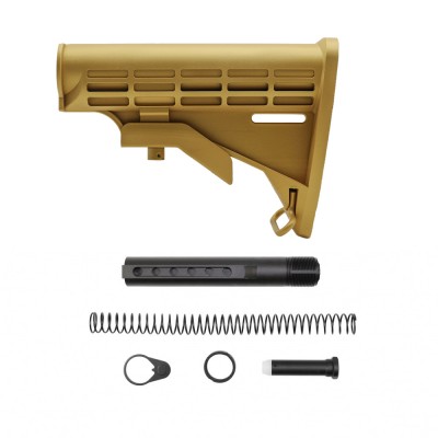 AR-15 .223/5.56 Collapsible Carbine Stock-Cerakote Gold | W/ 6-Position Buffer Tube Kit | Mil-Spec