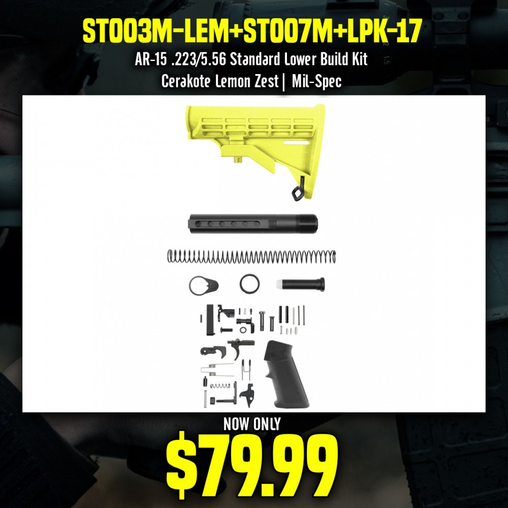 AR-15 .223/5.56 Standard Lower Build Kit - Cerakote Lemon Zest| Mil-Spec