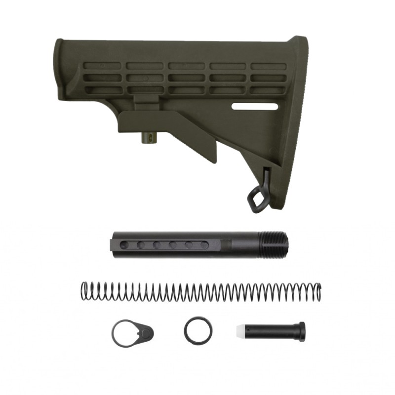 AR-15 .223/5.56 Collapsible Carbine Stock-Cerakote OD Green | W/ 6-Position Buffer Tube Kit | Mil-Spec