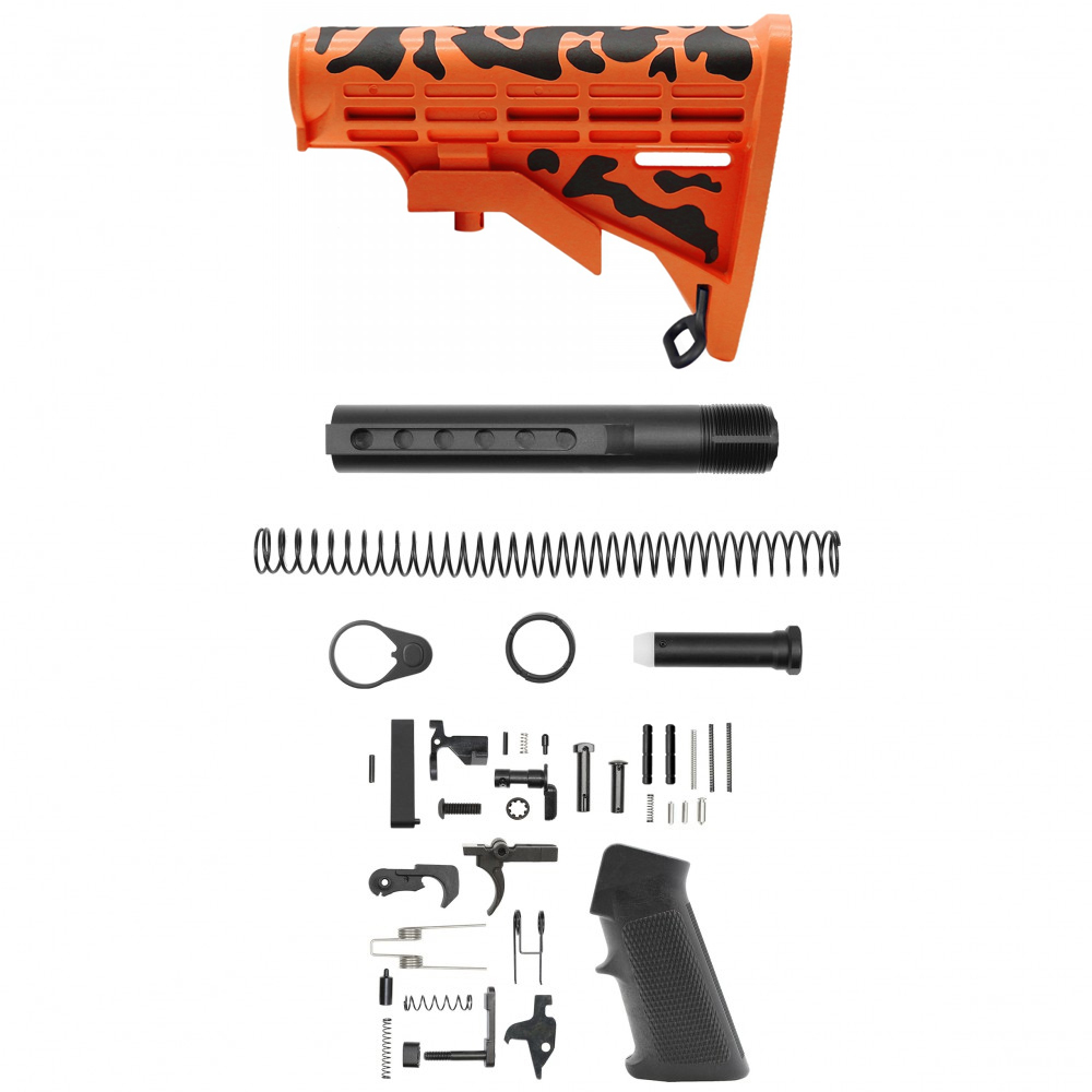 CERAKOTE CAMO | AR-15 .223/5.56 Standard Lower Build Kit - Black And Hunter Orange| Mil-Spec