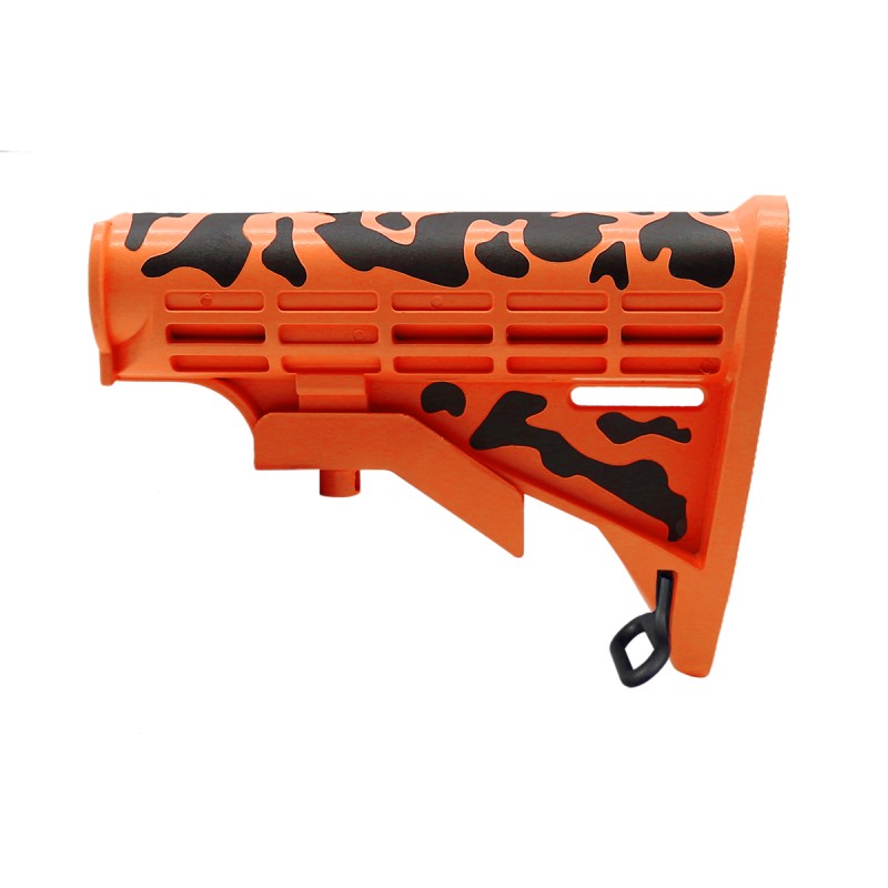 CERAKOTE CAMO| AR-15 Collapsible Standard Version Stock Body-Mil Spec| Black and Cerakote Hunter Orange