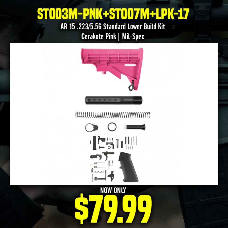 AR-15 .223/5.56 Standard Lower Build Kit - Cerakote Pink| Mil-Spec