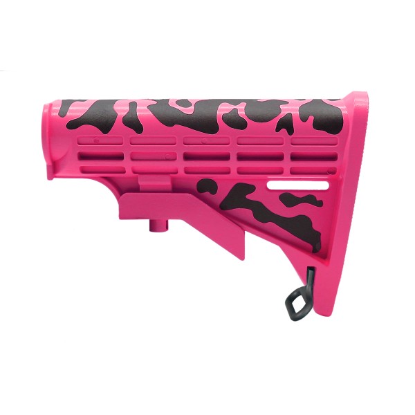 CERAKOTE CAMO PNK | AR-15 Collapsible Standard Version Stock Body-Mil Spec - Base PNK - Pattern - BLK CERAKOTE CAMO PNK | AR-15 Collapsible Standard Version Stock Body-Mil Spec - Base PNK - Pattern - BLK