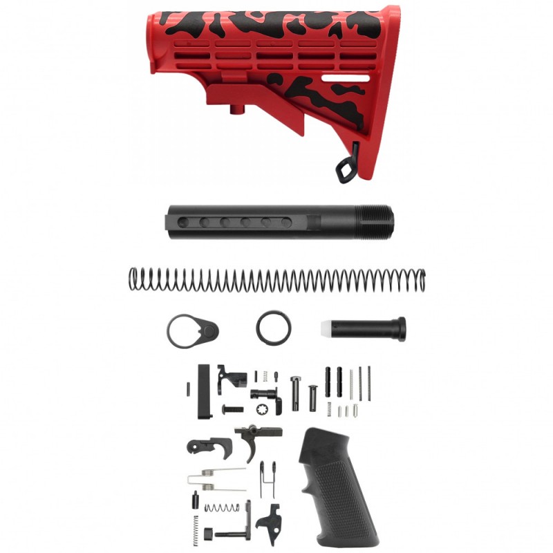 CERAKOTE CAMO | AR-15 .223/5.56 Standard Lower Build Kit - Black And Red| Mil-Spec